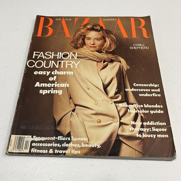Bazaar Magazine February 1991 Cybill Shepherd Fashion Country Health Beauty - Picture 1 of 8
